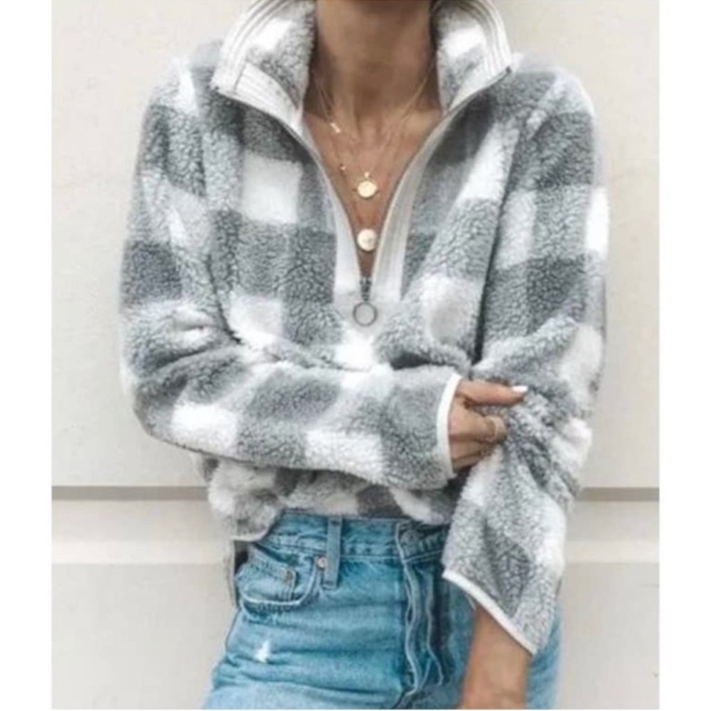 Abercrombie Buffalo Check Sherpa Pullover